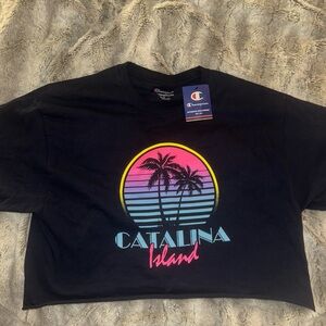 BRAND NEW women’s medium navy catalina island ‘Champion’ boyfriend cropped top